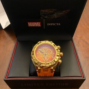 Invicta Marvel Ripsaw Gold and Orange Chronograph Watch Limited Edition